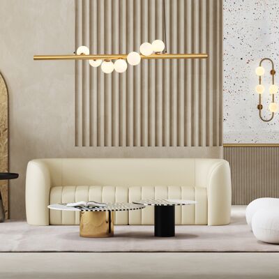 Suspension artistique moderne à 7 globes avec finition dorée électrolytique