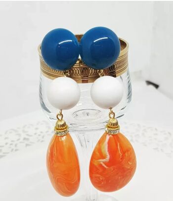 Boucles d'oreilles pendantes tricolores faites à la main en Italie