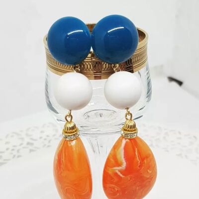 Three-color pendant earrings handmade in Italy
