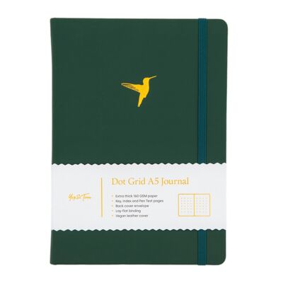 A5 Dot Grid Journal - Hummingbird - Forest Green
