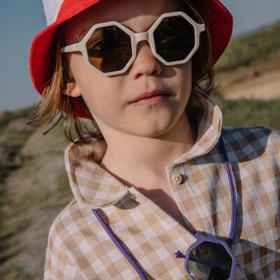 Lunettes de soleil enfants YEYE - Collection L'Originale - Coloris Crème + Pochette Mini Kyomo