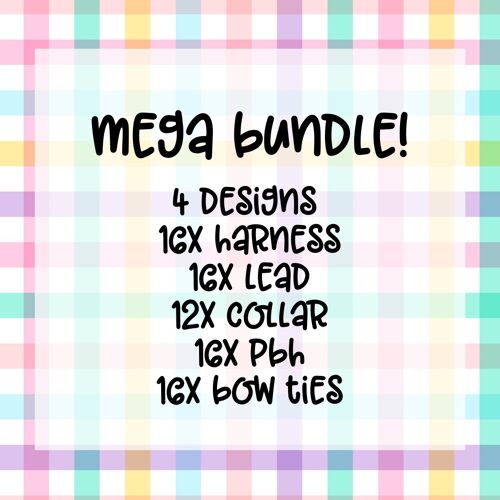 The Mega BUNDLE: Harness, Lead, Collar, PBH + Bow Tie