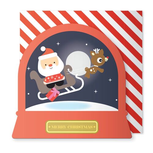 Xmas Santa Snow Globe Christmas Card