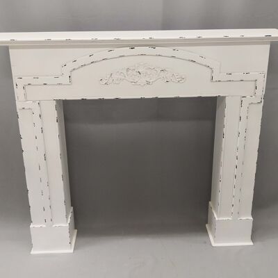 Fireplace surround made of wood in shabby chic