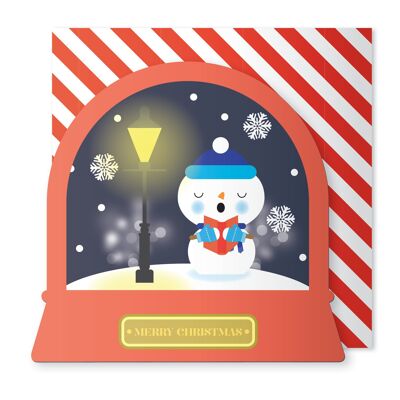 Weihnachtsschneemann-Schneekugel-Weihnachtskarte