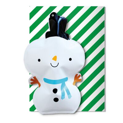 Tarjeta de Navidad muñeco de nieve troquelada inflable