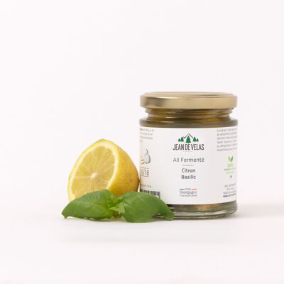 Fermentierter Knoblauch (eingelegter Knoblauch) – Zitrone, Basilikum 375 g/225 g