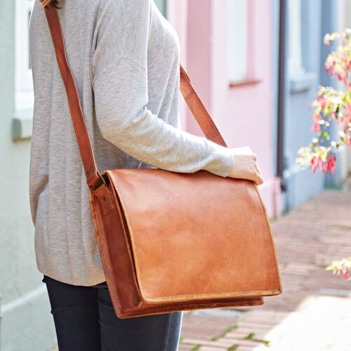 Large Brown Leather Messenger Bag
