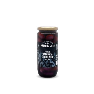 MATADOR'S BBQ® OLIVE BIOLOGICHE KALAMATA nere, in salamoia, vetro 300g