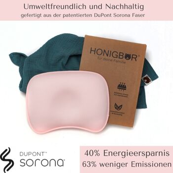 Oreiller pour bébé écologique Honigbär® contre la tête plate et la déformation de la tête (rose) 5