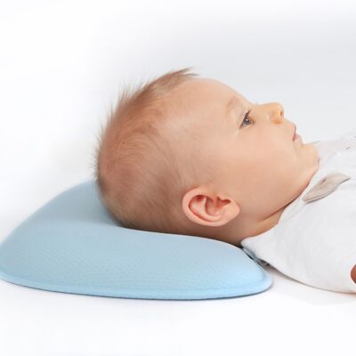 Oreiller pour bébé écologique Honigbär® contre la tête plate et la déformation de la tête (bleu)