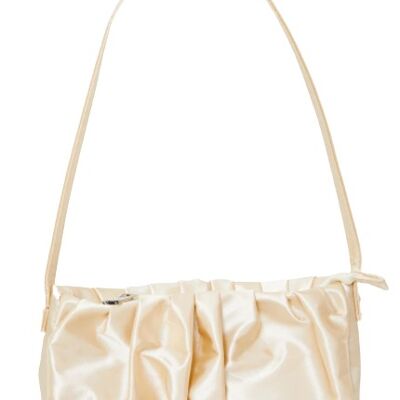 Cream Satin Ruched Shoulder Bag