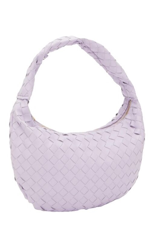 Lilac Woven Shoulder Bag Ruched
