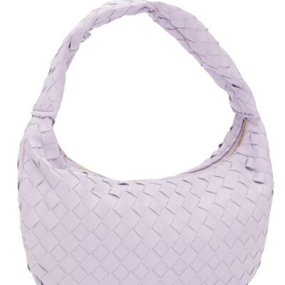 Lilac Woven Shoulder Bag Ruched