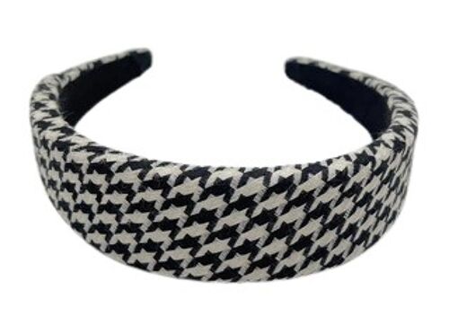 Black and White Houndstooth Textured Headband