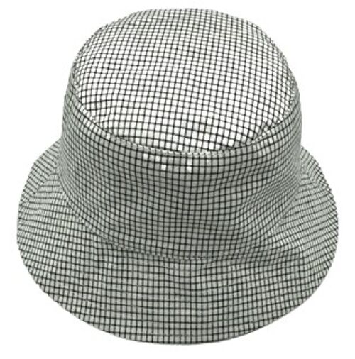 White Fine Check Bucket Hat