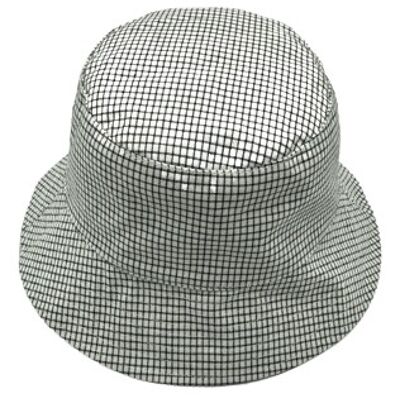 Sombrero de pescador de cuadros finos blanco