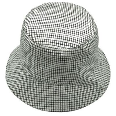 White Fine Check Bucket Hat