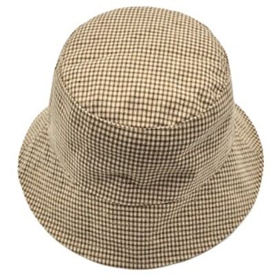 Rust Fine Checked Bucket Hat