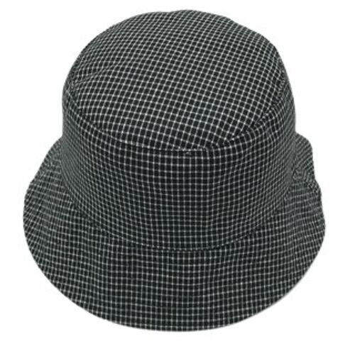 Black Fine Checked Bucket Hat