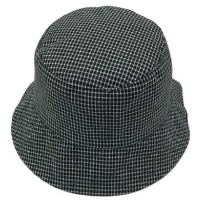 Sombrero de pescador negro de cuadros finos