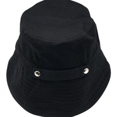 Black Bucket Hat with Metal Parts