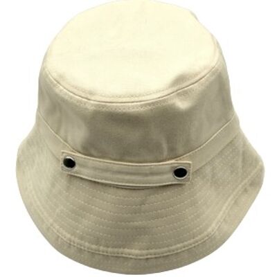 Cream Bucket Hat with Double button detail