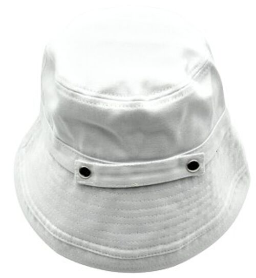 White Bucket Hat with Metal Parts