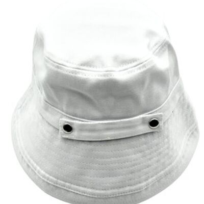 White Bucket Hat with Metal Parts