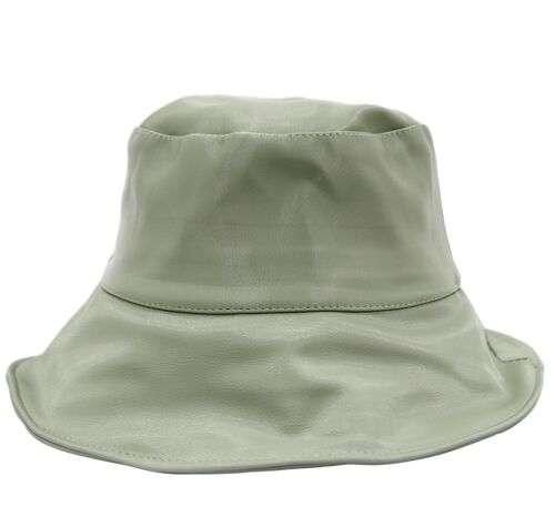 Khaki Pu Soft Leather Bucket Hat