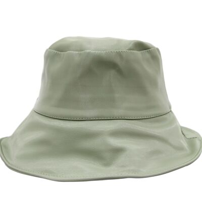 Khakifarbener Bucket Hat aus weichem Pu-Leder