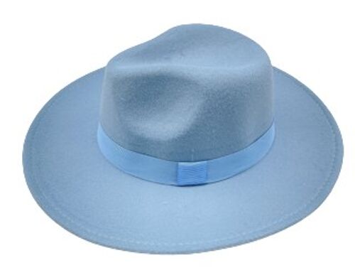 Blue Fedora Felt Hat With Poly Band