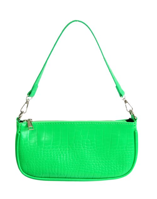 Neon Green PU Croc Shoulder Bag