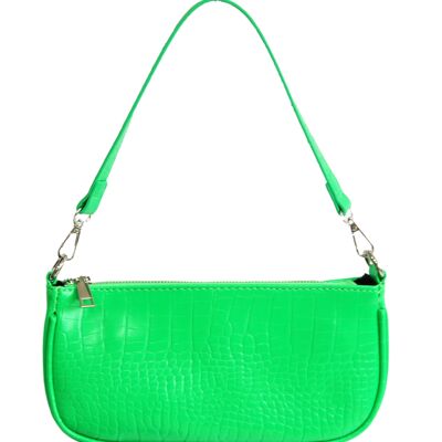 Neon Green PU Croc Shoulder Bag