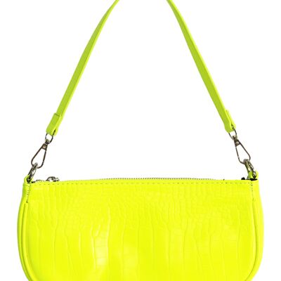 Bolso de hombro de cocodrilo PU amarillo neón