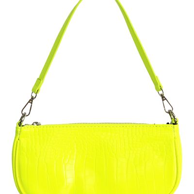 Neon Yellow PU Croc Shoulder Bag