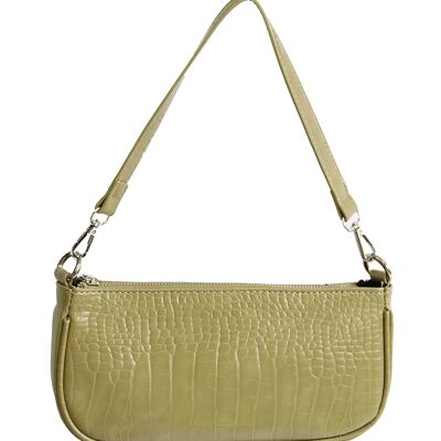 Olive Green PU Croc Shoulder Bag