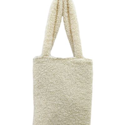 Sac fourre-tout en peluche crème