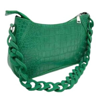 Croc Shoulder Bag With Chain