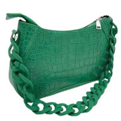 Croc Shoulder Bag With Chain