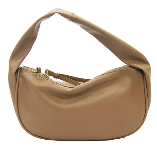 Camel Slouch Handle Faux Leather Bag