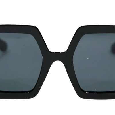 Schwarze Sonnenbrille mit sechseckigem Rahmen