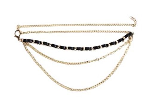 Gold PU and Chain Belt with Chains