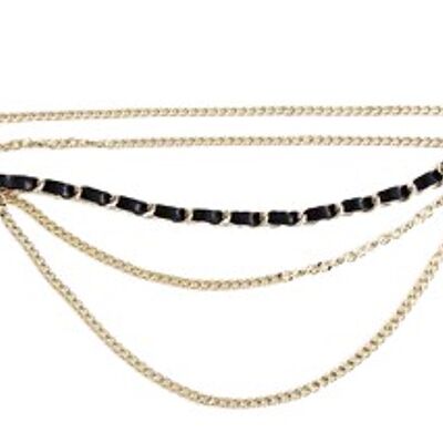 Gold PU and Chain Belt with Chains