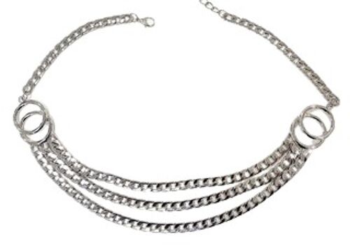Silver Triple Layered Circle Chain Belt