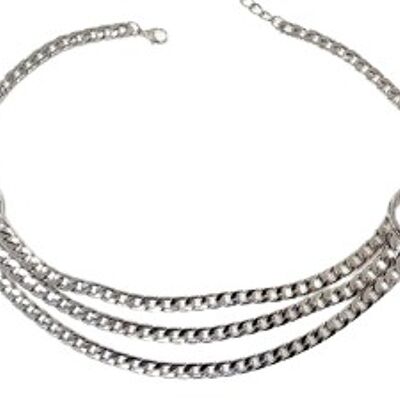 Silver Triple Layered Circle Chain Belt