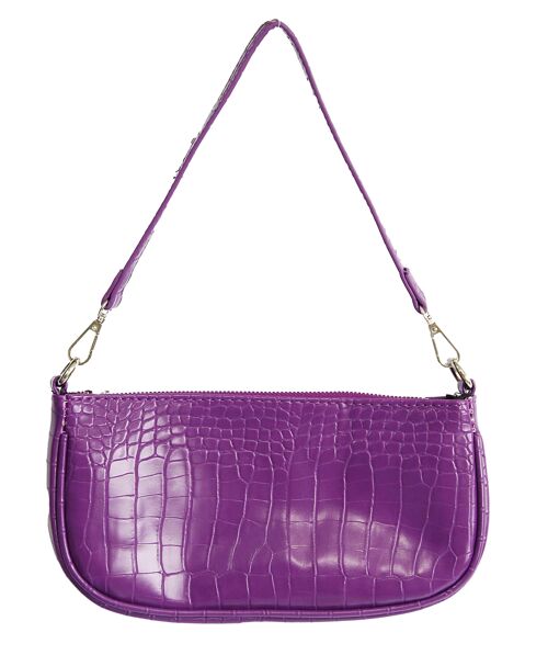 Purple PU Croc Shoulder Bag