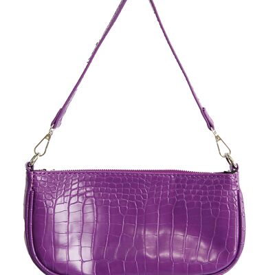 Purple PU Croc Shoulder Bag