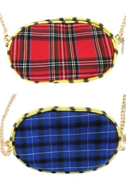 Check Print Double Sided Belt Bags With Chain Strap A