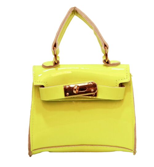 Neon Lime Mini Bag With Chain Painted Edges
